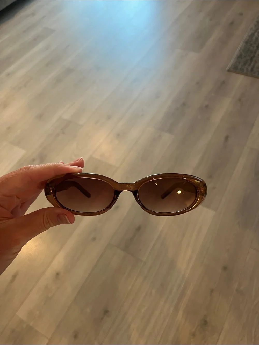 Zara Brown Oval Sunglasses with Brown Gradient Lenses